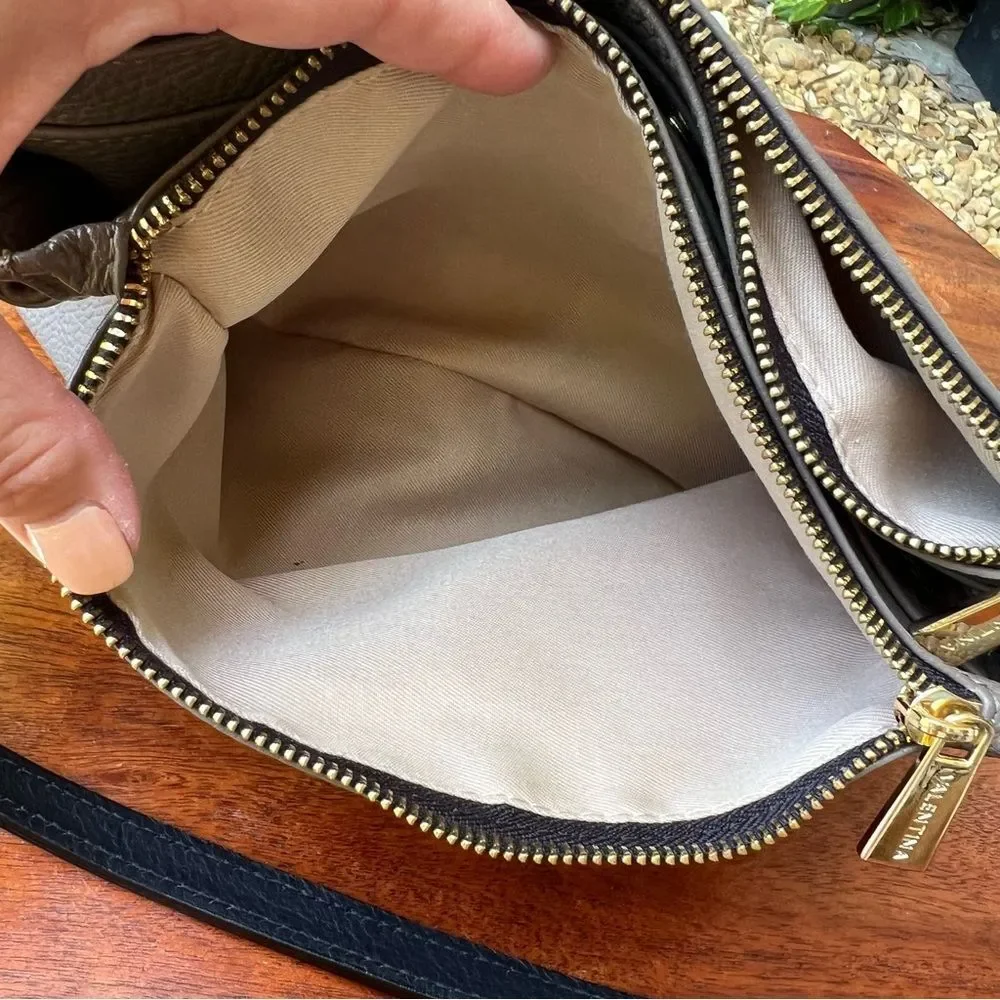 VALENTINA Vachetta Italian Small Leather Bag Taupe Gold Hardware